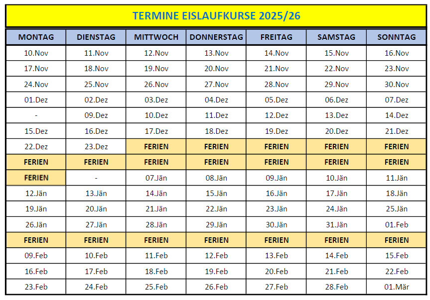 Kurstermine 2025-2026